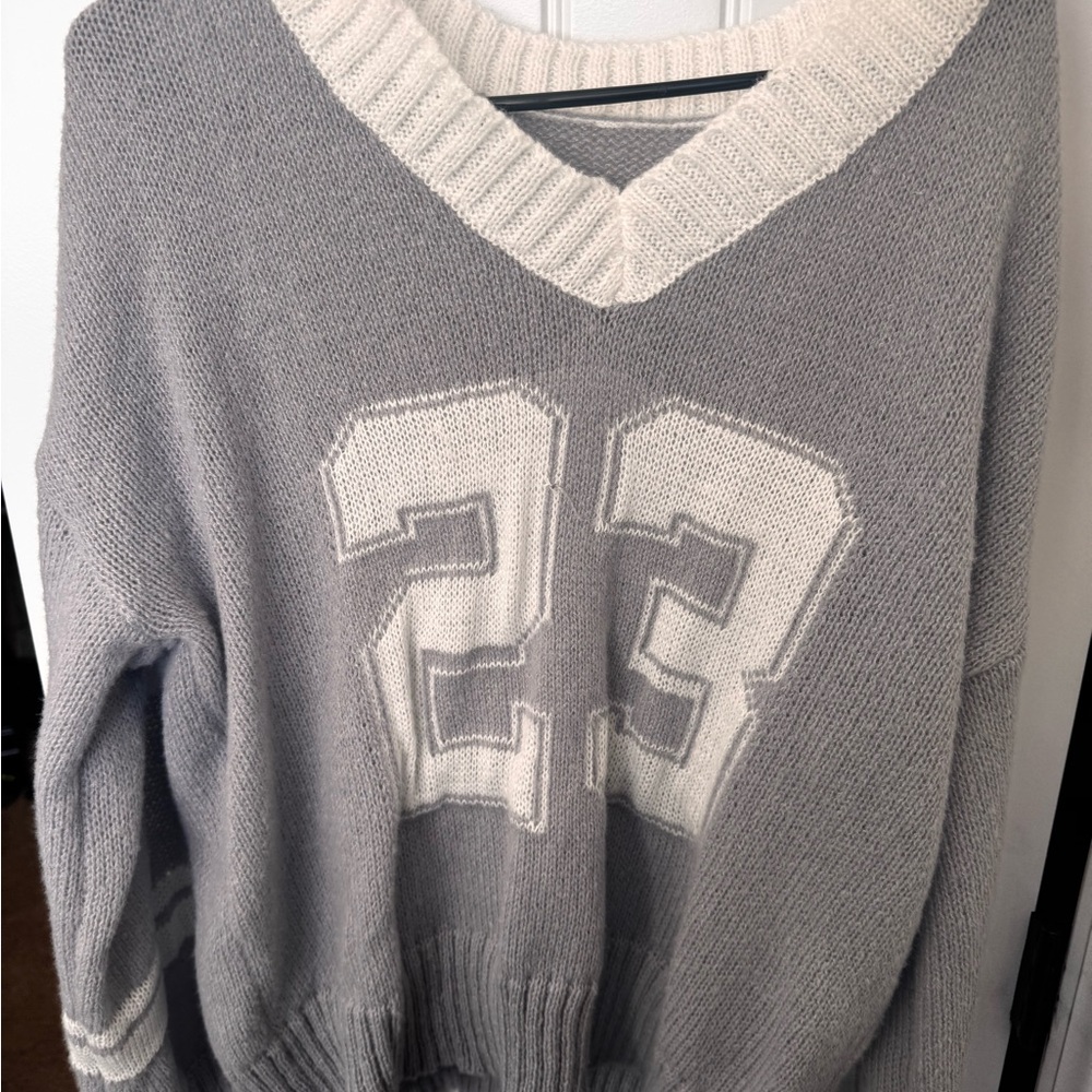 SHEIN Gray and White Sweater